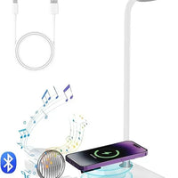 LED Desk Lamp with Wireless Charger and Bluetooth Speaker