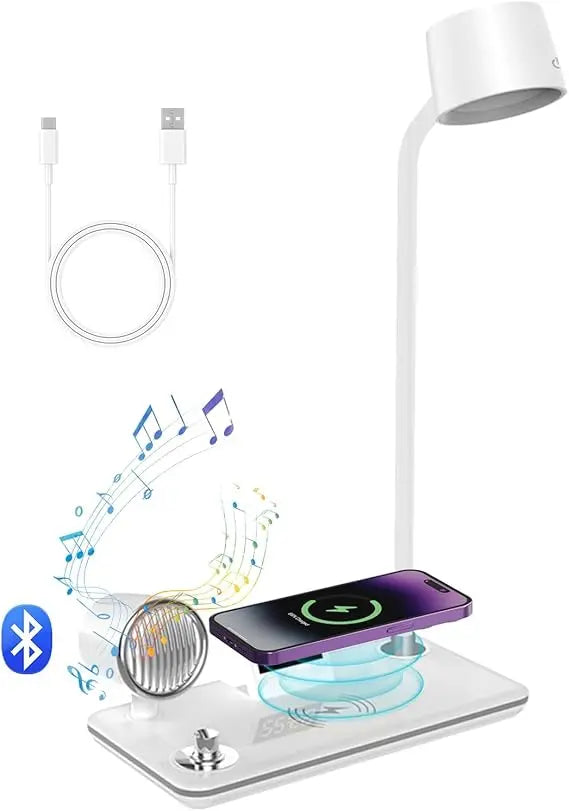 LED Desk Lamp with Wireless Charger and Bluetooth Speaker