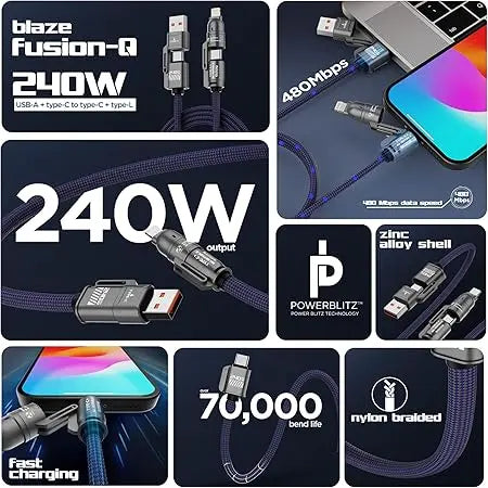 240W 4-in-1 Super Fast Charging Cable