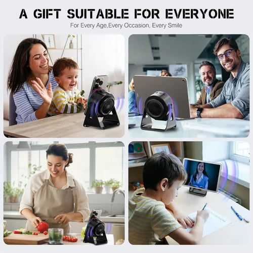 4-in-1 Wireless Induction Speaker with RGB Lights & Phone Stand | 360° Rotating Design